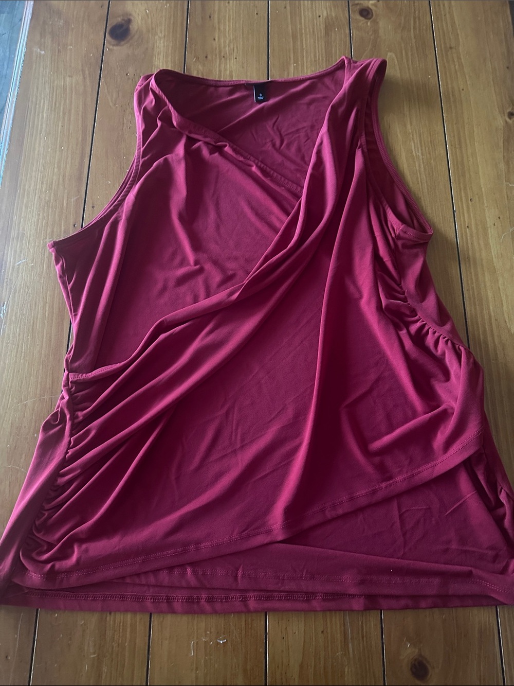 Sleeveless Red Drape Front Women’s Top